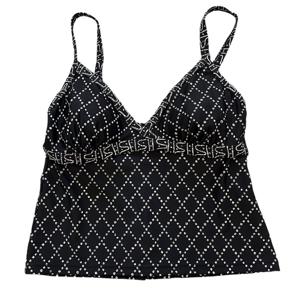Christina black & white swim bathing suit top. Tankini, padded bra cups Size 10 - Picture 1 of 14